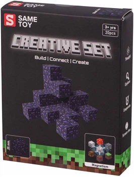 Магнитный конструктор Same Toy Creative Set Obsidian 20 элементов пластик черный, фиолетовый