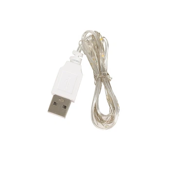 Декоративна USB LED гірлянда на гнучкому дроті для дому ялинки та декору холодне біле світло 10 м 100 LED R9912