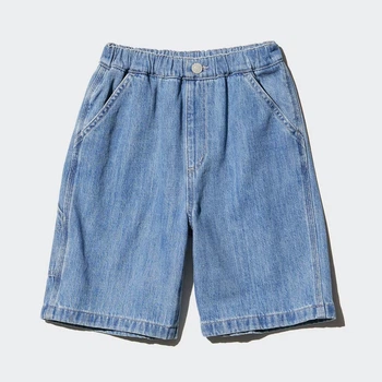 Подростковые джинсовые шорты для девочки Uniqlo 191225486 152 см Синие (1161017521)