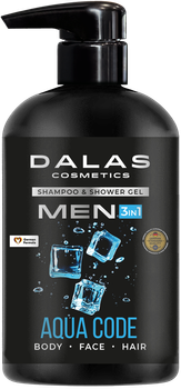 Dalas Cosmetics Шампунь-гель для душу MEN AQUA CODE 3в1, 550 мл