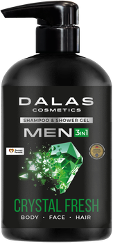 Dalas Cosmetics Шампунь-гель для душу MEN CRYSTAL FRESH 3в1, 550 мл