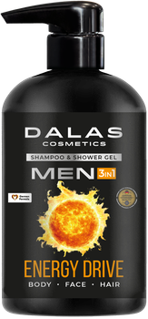 Dalas Cosmetics Шампунь-гель для душу MEN ENERGY DRIVE 3в1, 550 мл