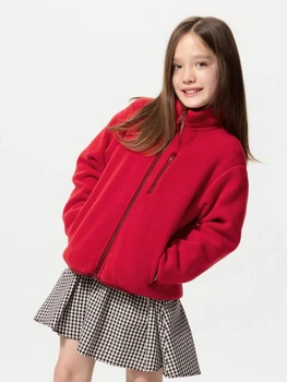 Дитяча тепла флісова толстовка Uniqlo 821567010 122 см Червона (1159860521)