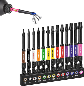 Набір біт Torx з отвором GEINXURN TT7–TT40 75 мм з тримачем 13 шт.