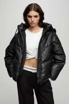 Куртка з еко шкіри Pull & Bear чорний IZCPB577 S