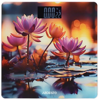 Весы напольные ARDESTO LOTUS, 150 кг, с двумя AAA-батарейками в комплекте, стеклянные, цветные