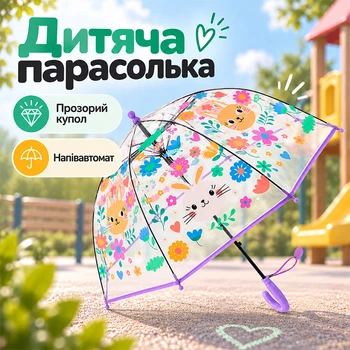 Детский зонт трость RST 035A Purple полуавтомат для детей