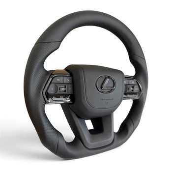 Анатомический руль для Lexus LX570(07-15), GX460(09-19). С комплектом подогрева. Кожа. Подушка из кожи - черный логотип. В сборе.