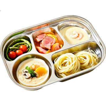 Детская тарелка COOKSS с разделителями, поднос для кормления младенцев из нержавеющей стали 304, обеденная тарелка для мальчиков и девочек, садовая посуда.