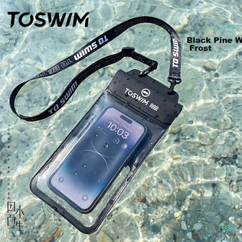 Водонепроницаемый чехол для телефона TOSWIM с сенсорным экраном, для плавания, рафтинга, дайвинга, с ремешком на шею, черный, сосна, белая роса.