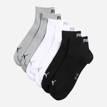 Набір чоловічих коротких бавовняних шкарпеток Puma Unisex Quarter Plain 3P 938589-17 39-42 3 пари Сірий, білий, чорний (8720245637961)