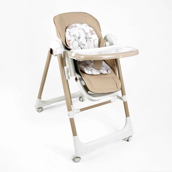 Стульчик для кормления Toti (Т-80463) мягкий чехол PU с подушкой, качели, 4 колеса, съемный столик