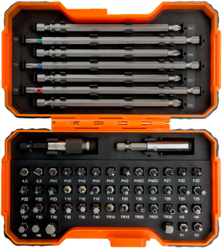 Zestaw bitów Bahco 1/4" do wkrętaka, uchwytów do bitów i adaptera do nasadek 54 szt. 59/S54BC-IP (7314150337620)