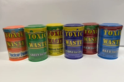 Набор Toxic Waste Лютый Токс (Кисли Конфеты Yellow + Green +Blue+ Orange Nuclear Fusion + Purple + Red Sour Candy
