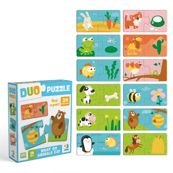 Пазл Картонний Для Дітей Dodo Duo Puzzle "Хто що їсть" 24 деталі