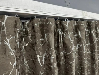 Комплект штор льон мармур 1,5х2,7м 2 шт. Колір сіро-коричневий