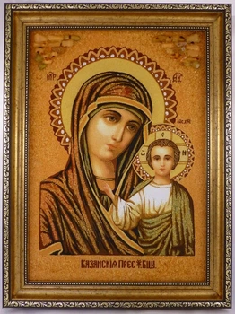 Ікона з бурштину Казанська - Ікона Божої Матері Гранд Презент 30*40 і-05