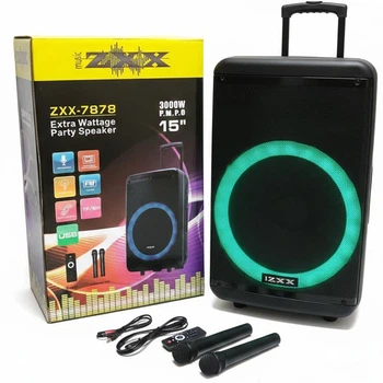 Автономная акустическая система 15" + 2 микрофона и пульт, 90Вт, Bluetooth, ZXX-7878