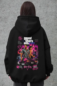 Жіноче Оверсайз Худі На Флісі З Капюшоном Та Принтом Without GTA OneSize Black