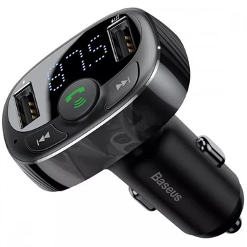 Автомобільний FM-модулятор Baseus S-09A з Bluetooth 10W 2xUSB-A чорний