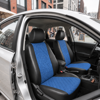 Авточехлы Alux Kia Optima 3 (TF) Синие экокожа + алькантара (AL-1695)