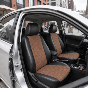 Авточехлы Alux Kia Optima 3 (TF) Коричневые экокожа + алькантара (AL-1691)