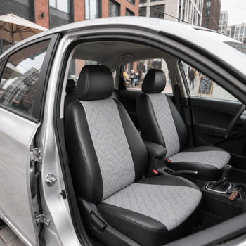 Авточехлы Alux Kia Optima 4 (JF) USA Серые экокожа + алькантара (AL-1708)
