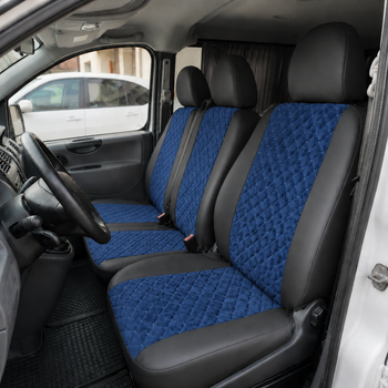 Авточехлы Alux Volkswagen LT Синие экокожа + алькантара 1+2 (AL12-0542)