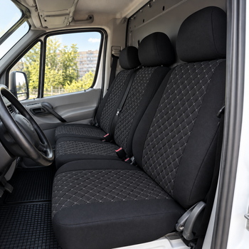 Авточехлы Antar Volkswagen LT46 (LT II) Черные с серой строчкой антара + жаккард 1+2 (ANP12-0528)