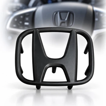 Емблема керма Honda матова Чорна 53х43 мм Пластик (на 6 усиках без скотчу)