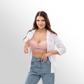 Кружевной топ с вставками Розовый, 3XL