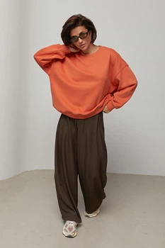 Базовий світшот oversize з начосом - помаранчевий колір, M/L
