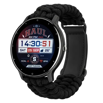 Чоловічий смарт-годинник чорний фітнес-браслет TFT сенсорний Bluetooth 4.0 Paracord (405556)