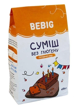 Смесь без глютена Сладкий кекс Bebig 450 г