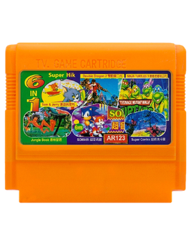Збірник Ігор RMC Famicom Dendy 6 in 1 AR123 Somari, TMNT 3, Double Dragon 2, Tom & Jerry, Jungle Book, Super Contra 90х TV Game Англійська Версія Тільки Картридж Б/У