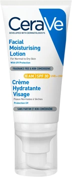 Дневной увлажняющий крем CeraVe для нормальной и сухой кожи лица с SPF30 52 мл (3337875840620)