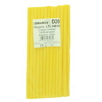 Набір клейових стрижнів Lemanso 7x200 мм жовтих (15 шт) LTL14019