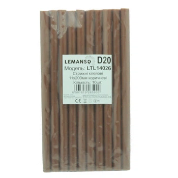 Набір клейових стрижнів Lemanso 11x200 мм коричневих (10 шт) LTL14026