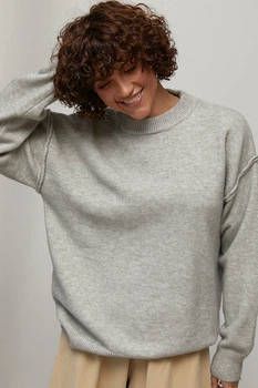 В'язаний джемпер oversize з декоративними швами колір сірий розмір ONE SIZE FL_003568