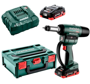 Акумуляторний заклепувальний пістолет Metabo NMP 18 LTX BL M10, 2хLiHD 4.0Ah, з/п, MetaBOX 145 M