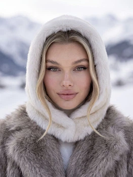 Женский капор Sable меховой молочный