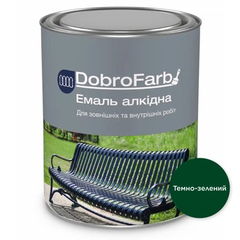 Емаль алкідна DobroFarb атмосферостійка для металу та дерева Темно-зелена 2,8 кг
