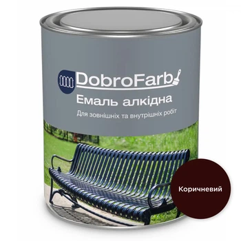 Емаль алкідна DobroFarb атмосферостійка для металу та дерева Коричнева 0,8 кг