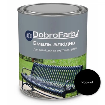 Емаль алкідна DobroFarb атмосферостійка для металу та дерева Чорна 0,8 кг