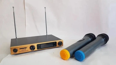 Радіосистема Shurei UGX-88 бездротові мікрофони комплект 2 шт UHF радіомікрофони для караоке концертів презентацій ведення заходів вокалу конференцій приймач з антенами динамічні кардіоїдні мікрофони радіус роботи до 80 метрів