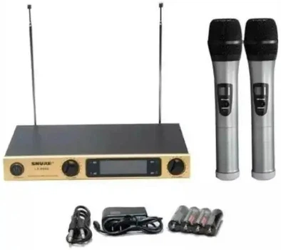 Радіосистема Shure LX-808S бездротові мікрофони 2 шт радіомікрофони для караоке вокалу концертів презентацій конференцій ведення заходів приймач UT4 кардіоїдні динамічні мікрофони XLR Jack 6.3 мм регулювання гучності кожного каналу