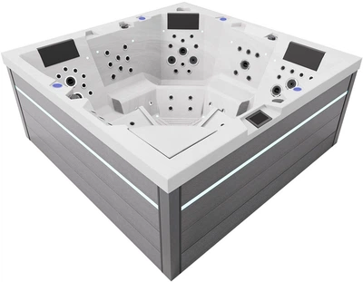 Гідромасажний СПА-басейн Aquajoy Monaco 220×220×90 см на 5 осіб, 74 форсунки, Bluetooth, Jet LED