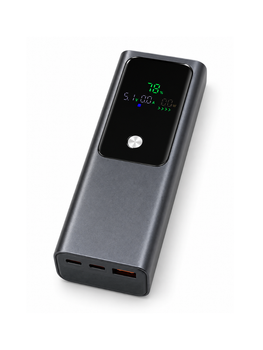 Повербанк 20000 мА·ч с быстрой зарядкой PD 100W и цифровым дисплеем для ноутбука смартфона темно-серый (37261134)