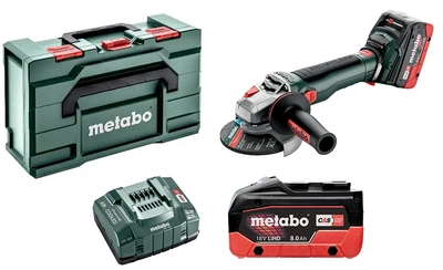 Акумуляторна кутова шліфмашина Metabo WB 18 LT BL 11-125 Q, 2x8.0Ah, з/п ASC 145, в MetaBox 165 L