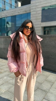 Жіноча зимова куртка Tina, рожева лакова, розмір M, T8